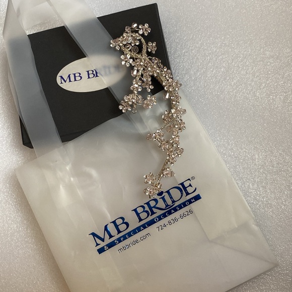 Host Pick! Bridal Hair Clip Silver Rhinestones Crystals Champagne Pink - Picture 8 of 9